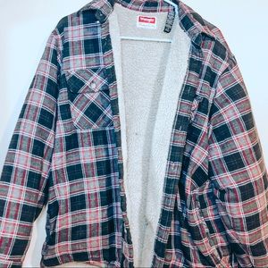 Wrangler Sherpa Flannel / Plaid Jacket LARGE